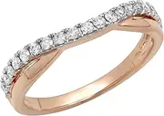 [Dazzlingrock Collection] 0.30 Carat (ctw) 10K Gold Round Cut White Diamond Ladies Anniversary Wedding Guard Contour Band 1/3 CT