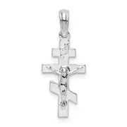 Sterling Silver De-Ani Rhodium-Plated Polished Byzantine Crucifix Pendant