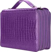 Colored Pencil Case 250 Slots Pencil Holder with Zipper Closure Large Capacity PU Leather Pen Organizer Storage Bag for Watercolor Pens, Markers, Artist (Purple)