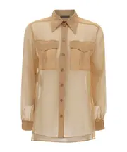 Alberta Ferretti Chiffon Long-Sleeved Shirt IT44 Nude