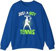 [X.Style] Just a Boy who Loves Tennis Player Boys Kids ds024 Sweater Royal 3XL