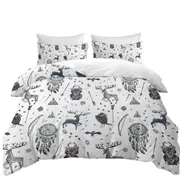 Cool Deer and Owl in Native American Pattern Quilt Cover