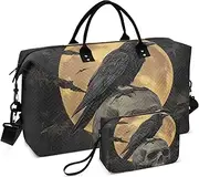 [YXYZRMY] Gothic Crow Skull Moon Travel Duffel Bag Gym Bag Sports Tote Bag with Multiple Interior Pockets Shoulder Weekender Bag for Women Men with Toiletry Bag 20.5”x 7.9”x 13.8”, Multi-Colored, one