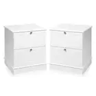 Set of 2 Bedside Table Bedroom Storage Nighstand Side Table 2 Drawer White