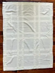 EMBROIDERY CROSS STITCH AFGHAN or PILLOW CLOTH FABRIC w/WOVEN BORDER:NWOT CREAM