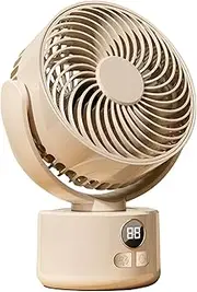 Desk Fan Portable Rechargeable Small Fans for Bedroom,USB Oscillating Cooling Table Fan Long Time Work,Personal Electric Cold Air Portable Fan for Desk (Beige)