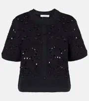 [Dorothee Schumacher] Dorothee Schumacher Bohemian Mood open-knit cotton-blend top AU 14 black