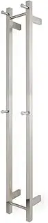 EZY FIT Heated Towel Rail - Double Vertical Square Tube - Bottom Wired - (200mm x H1400mm) - Brushed Nickel
