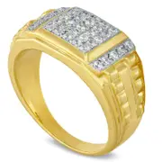 Men's 0.50 CT. T.W. Natural Diamond Ring in Sterling Silver and Solid 14K Gold Plate