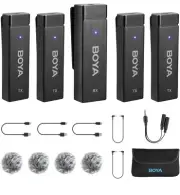 BOYA by-W4 Wireless Lavalier Microphones for Cameras Camcorder DSLR Computer