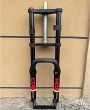 AUTES 4" Fat Tire Electric Bike Air Suspension Fork, Spacing Hub 135mm 1 1/8 Straight Tube MTB Manual Lockout 9mm QR Mountain Bike Double Shoulder Ebike Front Forks