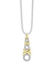 Lagos 18K Yellow Gold & Sterling Silver Embrace Diamond Triple Xo Pendant Necklace, 16-18