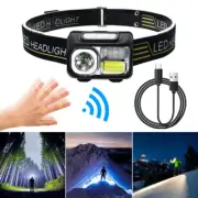 Sensing head lamp Induction Head Light Portable Cob Head-mounted Led Recharge