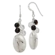 Sterling Silver Black Agate/Crystal/Tourmalinated Quartz Earrings