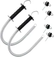 KATSU 2PCs Electric Fence Spring Gate Kit with Spring Tension and Double Hook Gate Handle Insulators for Field Guardian Fencing Pasture Gates 667313