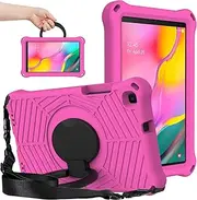 Tablet Case Cover Compatible with Samsung Galaxy Tab A 8.0inch 2019 Case SM-T290, SM-T295 Case, Anti-Fingerprint Lightweight Shockproof Protective Cover Handle Kickstand/Shoulder Strap(Rose Red)