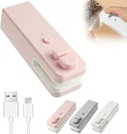 Upgraded 2 in 1 Portable Rechargeable Handheld Vacuum Food Sealer, 2024 New Mini Bag Sealer for Sealing and Cutting Chips, Snacks, Plastic Bags (Pink)