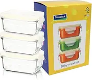 Glasslock Baby Food Rectangle Container, 3-Piece Set, Clear, GL-543