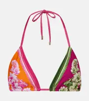 [Farm Rio] Farm Rio Colorblocked floral bikini top AU 10 multicoloured