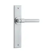 Iver Helsinki Door Lever Handle on Chamfered Backplate Brushed Chrome