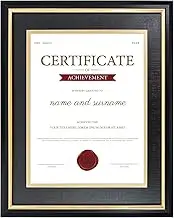 GraduationMall A4/11x14 Certificate Frame with Mount Solid Wood Picture Frame Diploma Holder Photo Frames for Wall Tabletop Display Black