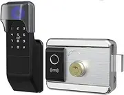 Smart Lock, Waterproof Tuya Smart Door Lock Digital Password Double-Sided Fingerprint Electronic Rim Lock for Outdoor Iron Gate Door,for Bedroom Hotel Office Apartment(Waterprof (no app)) FANDIAO