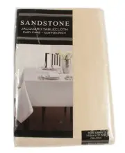 Benson Mills Sandstone Shiny Heavyweight Fabric Tablecloth Ivory 60 X 84