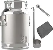 POJAIKOB Milk Can, 5 Gallon with Spigot and Ladle Milk Can, 304 Stainless Steel 20L Locking Sealed Lid Bucket - Airtight Food Storage Container for Home, Farm, Commercial Kitchen (Milk/Wine/Grains)