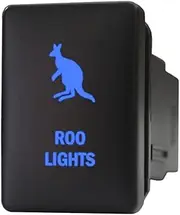 12V 3A ON-OFF Push Switch 914B Laser etched ROO LIGHTS dual LEDs in blue For Toyota Hilux LandCruiser Prado RAV4 & Suzuki and more