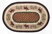 BRAIDED RUG--20" X 30" Oval 100% Jute Rug--MOOSE PINECONE