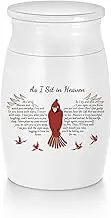 SOITIS Small Urns for Human Ashes Aluminium Mini Keepsake Urn Red Bird Small Cremation Urns for Ashes Memorial Ashes Keepsake- As I Sit in Heaven
