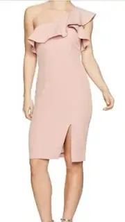 NWT Bardot Ladies' One Shoulder Pastel Ruffle Dress from Revolve Sizes 6 Peach