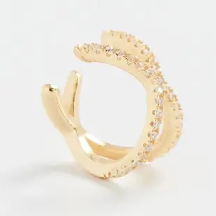 【SHASHI】紐約品牌 Stacey Pave Ear Cuff 鑲鑽十字架C型耳骨夾 無耳洞女孩必備(耳骨夾)