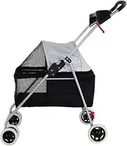Double Dog Stroller Pet Stroller Foldable Pram 360° Rotation Front Wheel Pet Travel Stroller Quick Folding, Max Loading 10kg Pet Travel Stroller