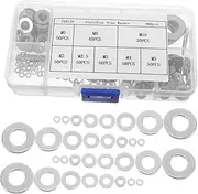 CHILDWEET 360pcs Metal Gaskets Flat Washers Assortment Kit Round Steel Flat Washer Flat Washer Kit Flat Bolt Washer Hardware Washer Kit Lock Washer Assortment Silver Stainless Steel