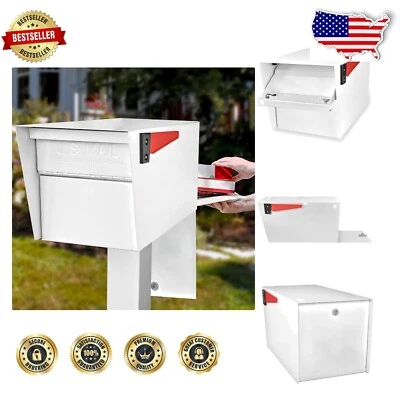 Secure Alpine White Locking Mail Manager - Rear Access Mailbox with Baffle Door