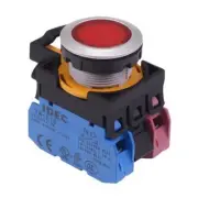 IDEC CW Series Red 24V LED Metallic Momentary Flush Push Button Switch 1NO-1NC