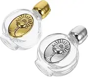 BIUDECO 2pcs Embossed Holy Water Bottle Religious Perfume Dispenser Small Bottles Church Holy Water Bottle Refillable Water Bottle Religious Perfume Container Alloy