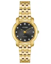 Citizen Jolie EM0712-59E Ladies 30mm Black Dial Watch MSRP $450