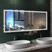 Bathroom Mirror Front + Backlit Lighted Anti-Fog HD Wall Dimmable Vanity Mirror
