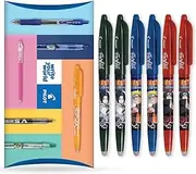 Pilot FriXion Heat/Friction Erasable Rollerball Pen FR7 Ball - Naruto Shippuden Limited Edition - Medium Line 0.7mm Tip Nib - Black, Blue, Red - Pillow Pack of 6 Pens