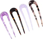 Baluue Double Prong U-shaped Hair Pin Acetate Hair Clip Bun Holder Hairpin for Wedding
