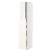 METOD / MAXIMERA hc w p-o func 4drw/1dr/2shlv, white/Vallstena white, 40x60x220 cm