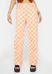 [The Ragged Priest] Orange Rook Checkered Jeans