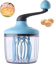 Hand Cranked Cream Mixer Upgraded - Household Small Manual Whisk Hand Non-Electric/Mini Whisks Manual Blender Hand-Cranked Whisk Handheld Multi-Functional Eggs Beater (Blue)