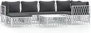 7 Piece Garden Lounge Set with Cushions White Steel, Furniture Sets, Patio Furniture