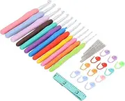 Generic Crochet Hook Set, Crochet Kit Crochet Hooks Different Colored TPR Soft Handle Aluminum Plastic Marked Size Ergonomic Crochet Kit for Beginners Portable Crochet Kit for Crocheters
