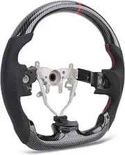 Hydro Dip Carbon Fiber Style Steering Wheel Perforated Leather With Red Stitching Replacement For Impreza WRX STI 2008 2014 Flat Bottom Design ABS Material