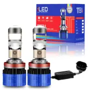 2X H11 Mini Bi-LED Projector Lens LED Headlight Bulbs Low Beam Retrofit 100W RHD