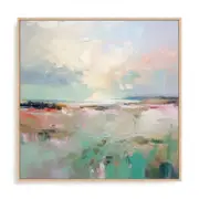 Artey | Pink Morning IV - Framed Canvas - Natural Frame - 64 x 64cm